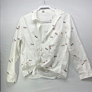 Old Navy White Blouse with Sunglasses Print